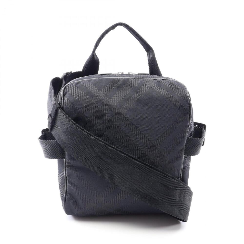 Burberry Check Jacquard Crossbody Bag Shoulder Handbag Nylon Leather Men's Bl...